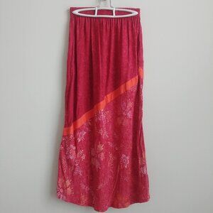 Island Girl Antigua West Indies long asymmetrical pink maxi skirt rayon Small